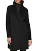 Image of Kenneth Cole Ribbed Sleeve Double Breasted Wool Blend Coat - Black