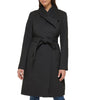 Image of Cole Haan Wide Collar Belted Wool Blend Wrap Coat - Charcoal *Take an EXTRA 25% Off*