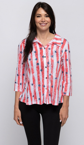 Periwinkle by Fashion Cage Americana Blouse - Red/White/Blue