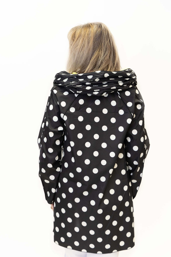 UbU Reversible Hooded Button Front Parisian Raincoat - White Dot/Kiwi *Take an Extra 30% Off*